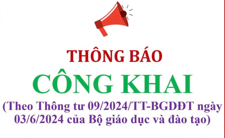 CÔNG KHAI NĂM 2025 THEO THÔNG TƯ 09/2024/TT-BGD ngày 3/6/2024